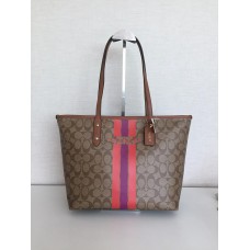 COACH 38405 VARSITY STRIPE CITY ZIP TOTE IN SIGNATURE